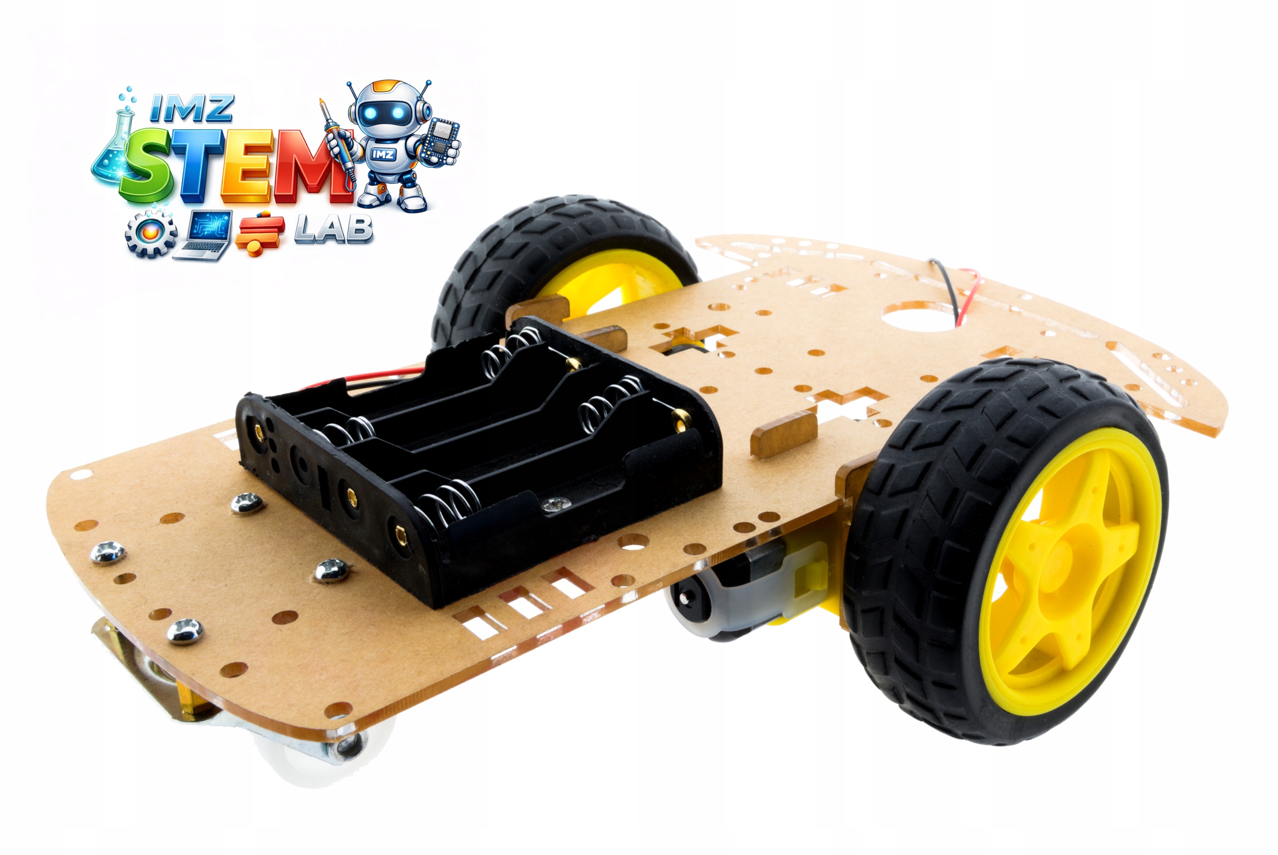 IMZ STEM Lab: Podwozie robota 2WD z enkoderami, silniki TT, koła 65 mm, koszyk 4xAA — zdjęcie produktu