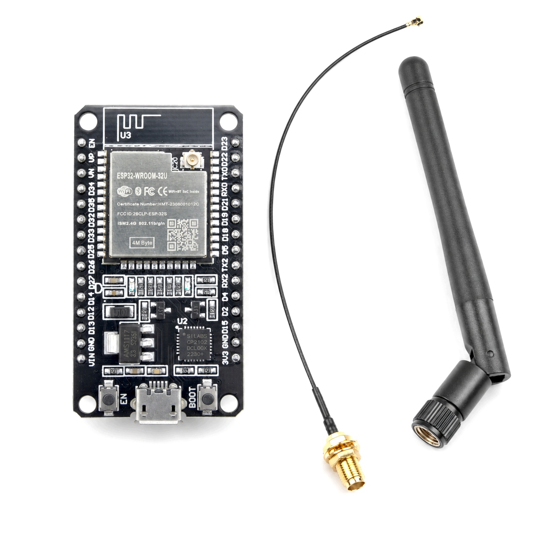 IMZ Płytka ESP32-WROOM-32U 30pin CP2102 z anteną WiFi 2.4GHz